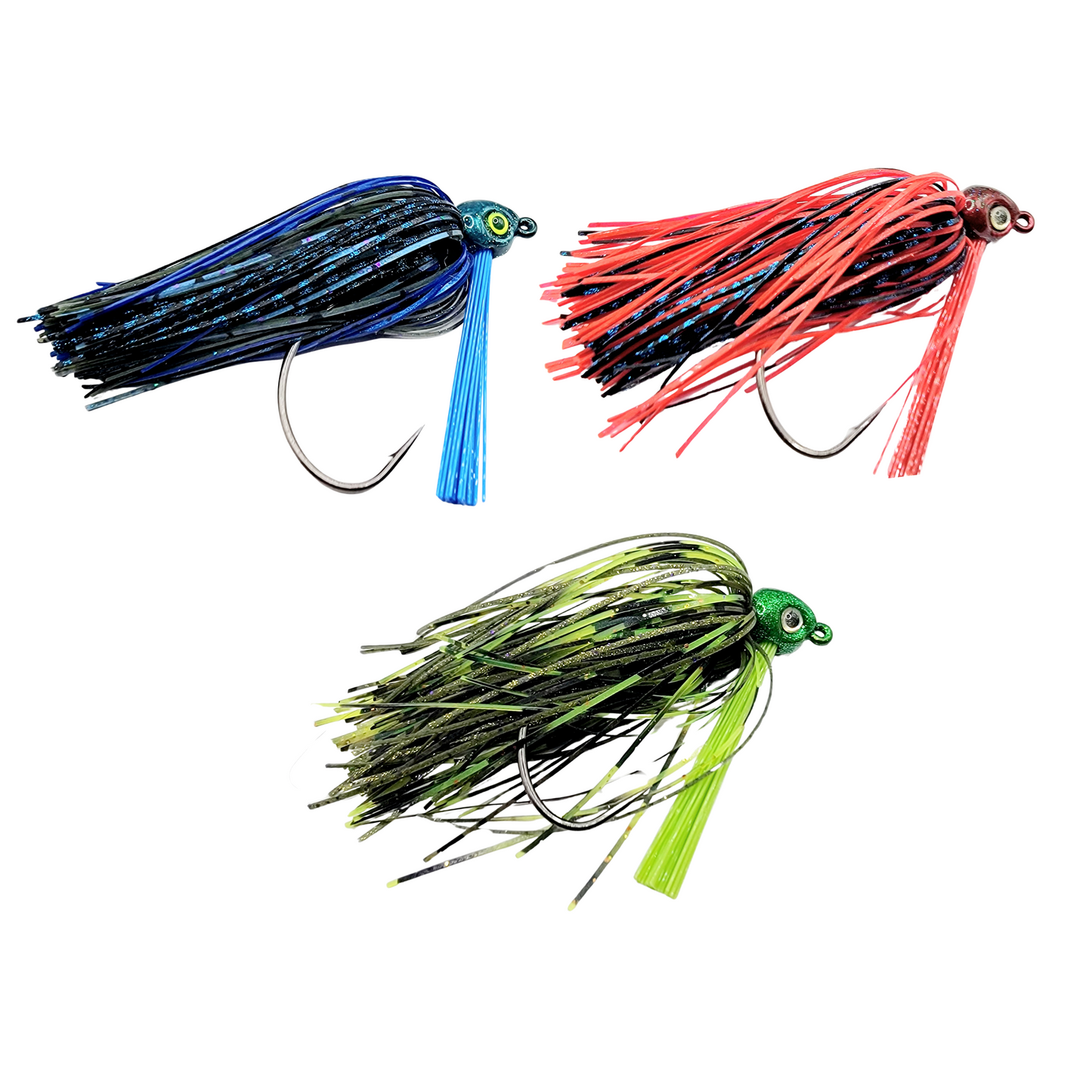 Poison Swim Skirted Jig 3 Pack Weedless Mustad Wide Gap Hook Multiple Weights