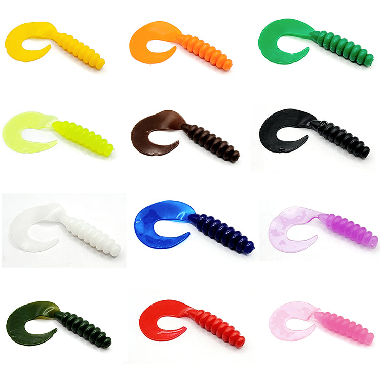 4" OG Grub Soft Bait Ribbon Tail Solid 12 Colors NO Salt NO Scent ( MEDIUM ) or ( Hard