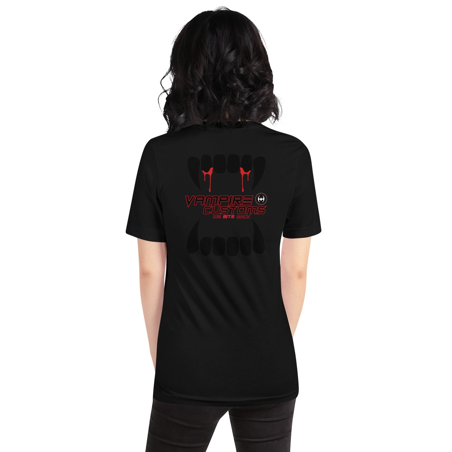 Unisex T Shirt Vampire Customs Logo w/ Vampire Teeth