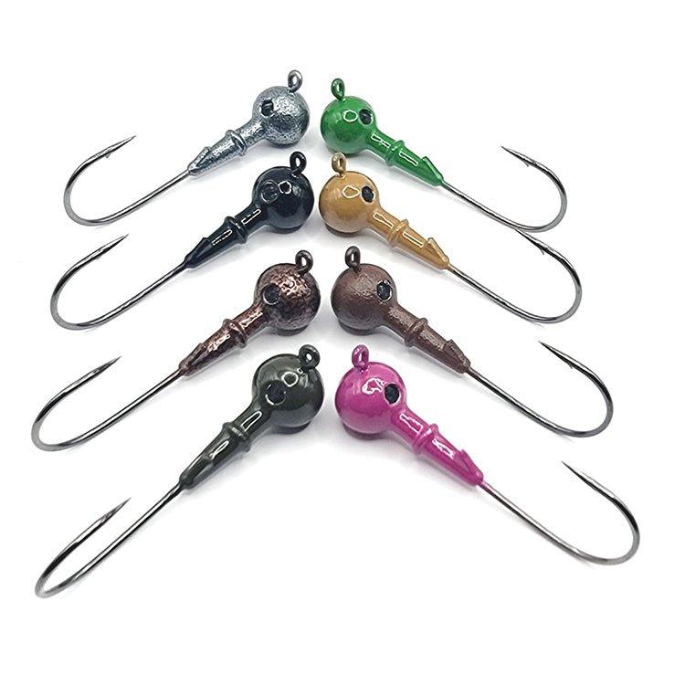 Round Weedless Bass Fishing Jig Mustad Hook Powder Coated Colors New